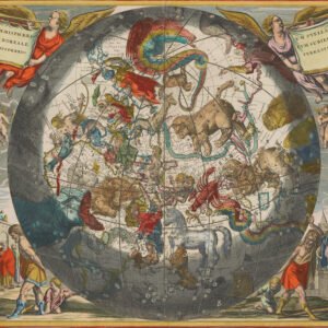 Antique hand-coloured celestial map of the constellations for a quick 5-minute astrology consultation